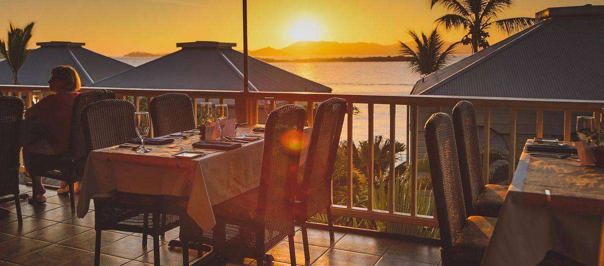 Evening dinner at dusk in Coral Bay, St. John